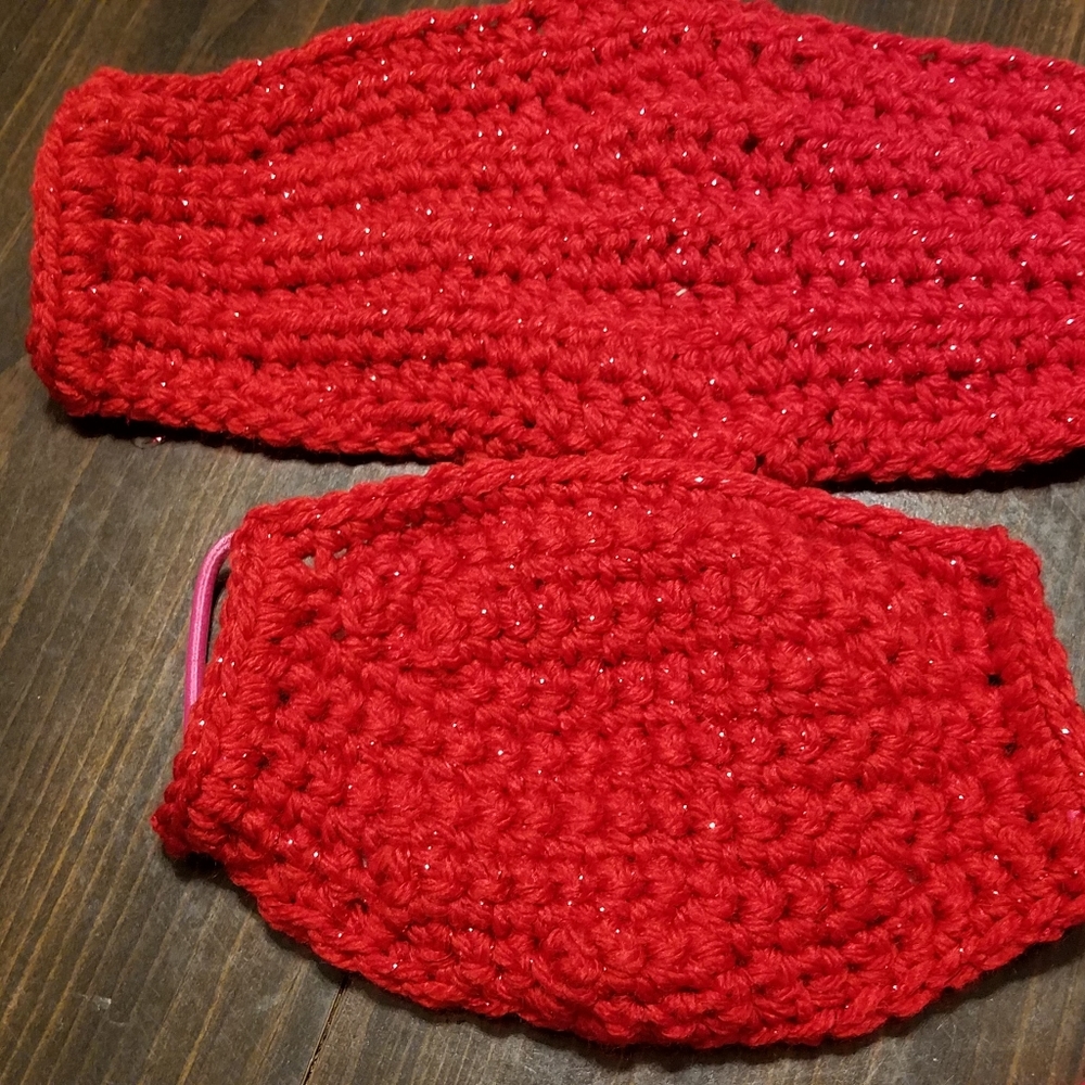 Hand crocheted face masks w/removable flannel lini